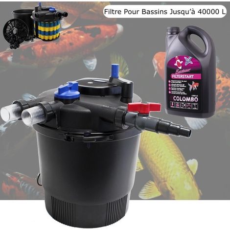 Filtre Bassins De Jardin Sous Pression, UV 36W, Jusqu'à 40000 Litres + Bactéries 2500 ml (1/5)