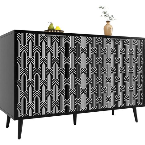 Credenza da pranzo 120x35x78 cm, con ripiani regolabili, 50kg portata, MDF e metallo, nero per Ristorante e cucina (1/5)