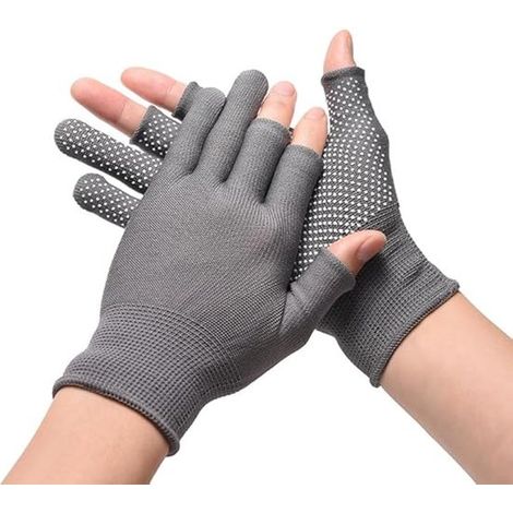 Gants de travail - Légers et respirants - Gants tactiles trois doigts - Gris (1/4)