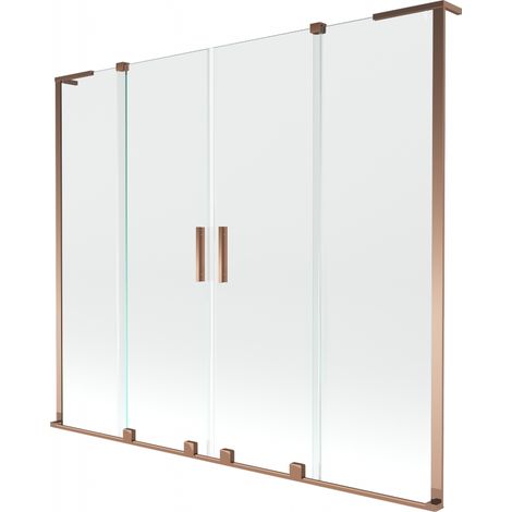 Mexen Velar L Duo parete da vasca a 2 ante scorrevoli 170 x 150 cm, trasparente, oro rosa - 896-170-003-02-60 (1/2)