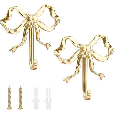 Wandhaken mit goldener Schleife, dekorative Haken für Mäntel, Hüte, Taschen und Handtücher
