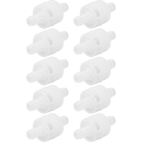 Lot de 10 clapets anti-retour 1 voie PP translucides pour tuyau 8mm avec ressort, dosage industrie chimique aquariums (1/5)