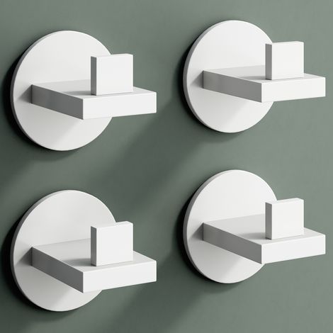 Mai & Mai Kleiderhaken 4 Stück Wandgarderobe Wandhaken aus Edelstahl Garderobenleiste Garderobenhaken 8cm Matt weiß Stalo-08