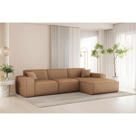 Ecksofa Designersofa CELES PREMIUM in Stoff Artico Rostbraun Ottomane Rechts (1/3)