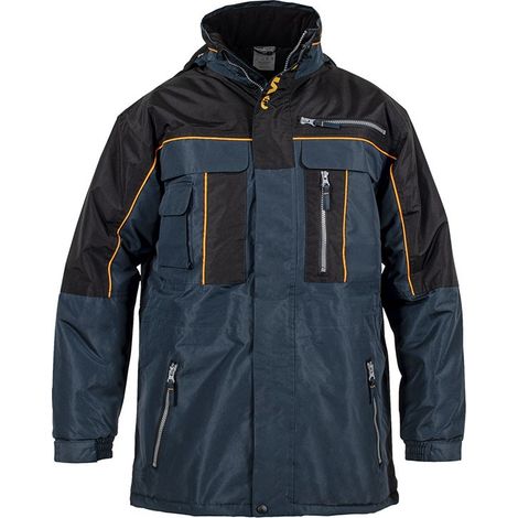 Parka de travail Taille XL Bleu et noir Veste Imperméable Polyester et PVC VITO
