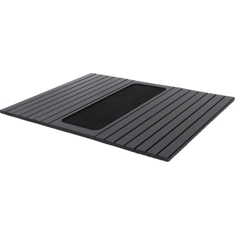 Plateau accoudoir canapé bambou silicone antidérapant isolation thermique porte-gobelet téléphone télécommande en-cas noir 43.5x34 cm 1 pc (1/5)