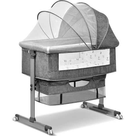 Lit Bébé Cododo, Berceau Bébé Cododo avec Matelas et Moustiquaire 3 Hauteurs, 4 Roues Bloccabili Compatibile Con Un'ampia Gamma di Tipi di Letto (1/5)