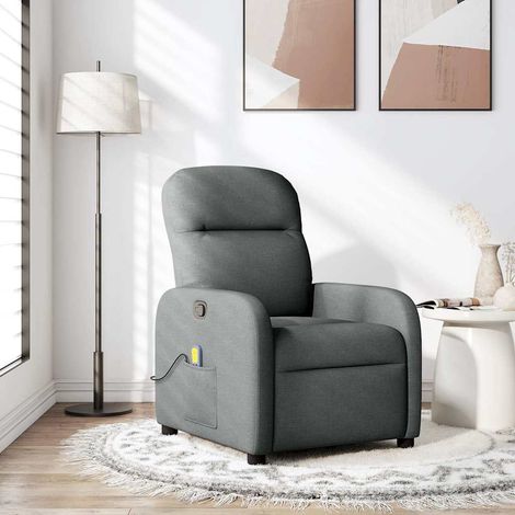 vidaXL Poltrona reclinabile massaggiante in tessuto grigio scuro