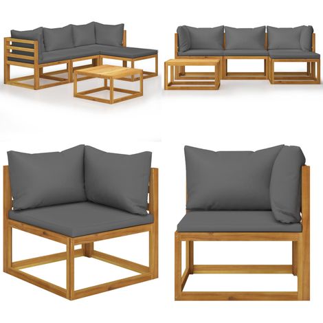 5-tlg. Garten-Lounge-Set mit Auflagen Massivholz Akazie - Garten-Lounge-Set - Garten-Lounge-Sets - Home & Living (1/5)