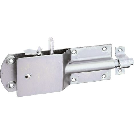 Verrou d'étable de sécurité avec large poignée plate passivé platine 200 x 70 mm boulon Ø 15 mm largeur de gâche 20 mm (1/2)