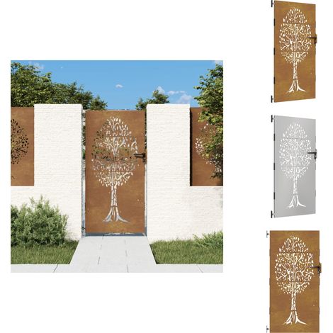 Portail de jardin 85x175 cm acier corten conception de l'arbre - Portail De Jardin - Porte De Jardin - Portillon - Clôture - Acier Corten (1/5)