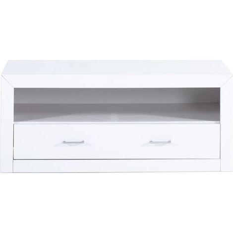 Kynus -Lacado Mesa de tv,Madera de Pino Maciza Y MDF color Blanco Lacado ,medidas 50 x 120x 50 cm, (Alto/Ancho/Fondo)