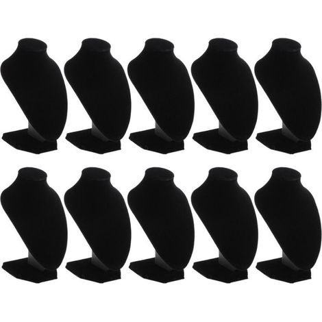 10 soportes para collares, terciopelo negro, madera, expositor de joyas, tienda, hogar (1/5)