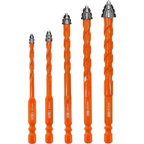 Foret Carrelage 5 Pièces Ø 5-12 mm Foret Carbure de Tungstene (1/5)