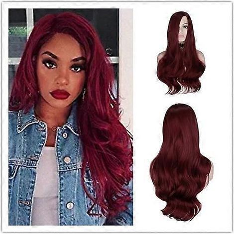 Perruque longue ondulée blonde ombrée QQXCAIW, naturelle bicolore, raie au milieu, cheveux synthétiques résistants à la chaleur pour femmes afro-américaines