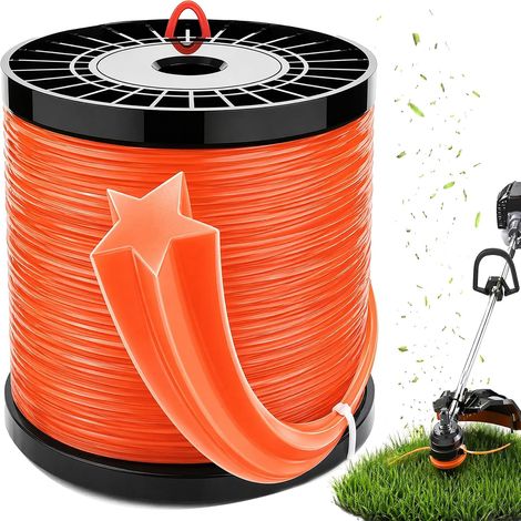 Replacement 2.8 mm Nylon Strimmer Line for Trimmers - Length 100 m - Suitable for Most Brushcutters - Star Shape Orange (1/5)