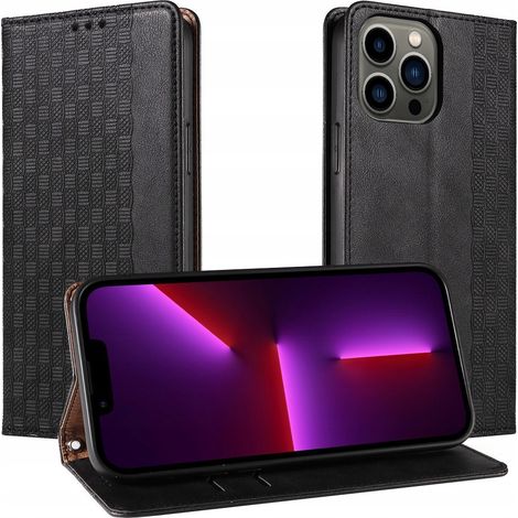 Custodia con cinturino magnetico per Samsung Galaxy S23, cover a libro, mini portafoglio con laccetto e supporto, colore nero (1/5)