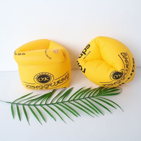 Brassards gonflables pour adultes et enfants, manchons en PVC pour l'eau, piscine, accessoires de natation jaunes. (1/5)