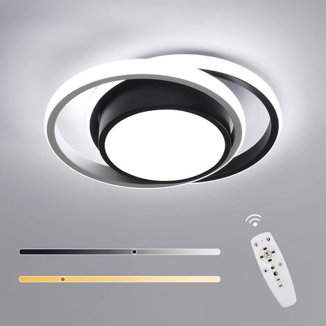 Double Round LED Ceiling Light Black & White Aluminium 27x22x6cm Dimmable 3000K-6500K (1/5)