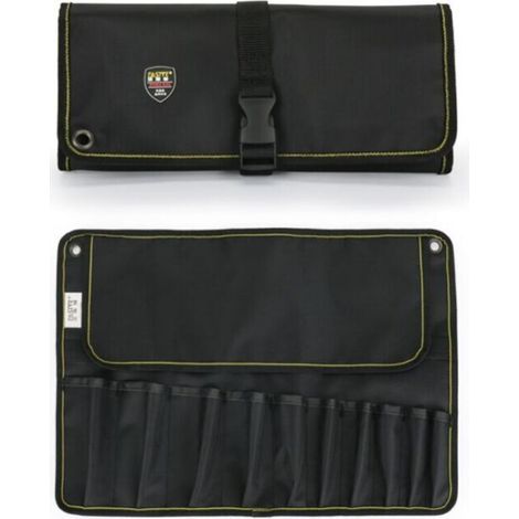 Werkzeugrolle/-tasche mit 10 Fächern, faltbar/rollbar/tragbar, Mehrzweck-Werkzeugrolle für Gartenarbeit und Elektrikerarbeiten, Oxfordbraun (Schwarz), von DEBUN (1/5)