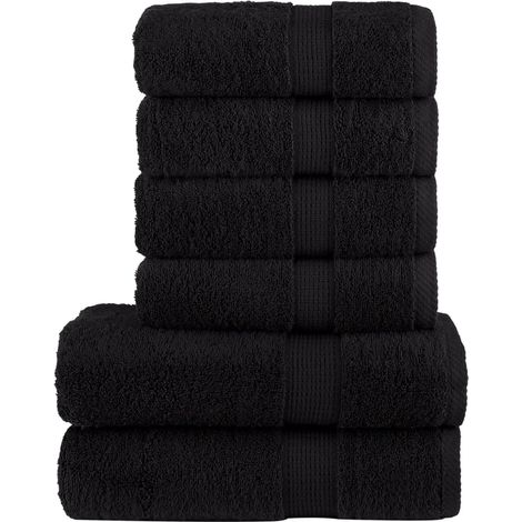 6 pièces. Set de serviettes Premium SOLUND Schwarz 600 g/m²