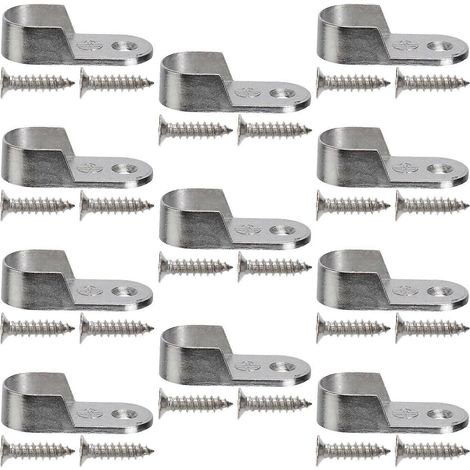 30 supports ovales pour tringle à vêtements, accessoires de meubles, supports pour tubes de penderie, supports pour barres de suspension (10 supports et 20 vis)-30 pcs
