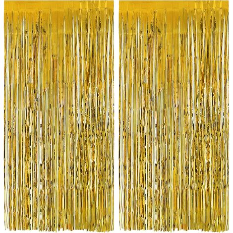 2 pièces Rideau métallique,Or,Franges en aluminium,Facile à installer,Décoration fête,Mariage,Anniversaire (1/5)