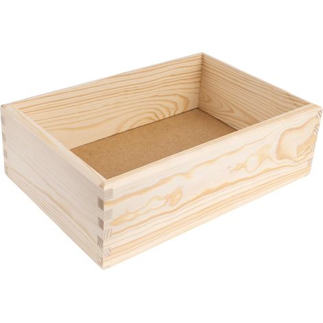 Creative Deco Organizer Impilabile in Legno di Pino Naturale 30 x 20 x 9 cm – Scatola Portaoggetti con Fondo in MDF per Casa, Ufficio e Découpage