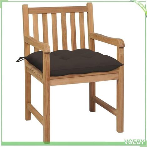 Chaise de jardin - FAFEICY - 3062753 - Bois teck massif - Lot de 2 avec coussins taupe - Résistant aux intempéries (1/5)