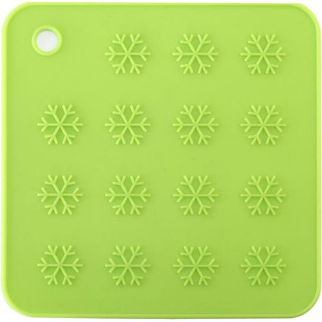 Tapis De Cuisine En Silicone - Résistant À La Chaleur - Motif Flocon De Neige - Pour Table Et Four - Vert - Lot De 1 (1/2)
