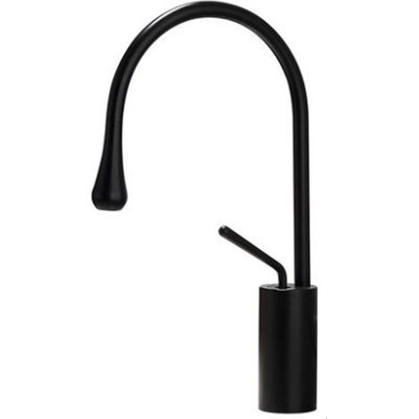 Robinet de salle de bain noir en laiton massif, mitigeur haut, robinet de lavabo de salle de bain à montage sur pont (1/4)