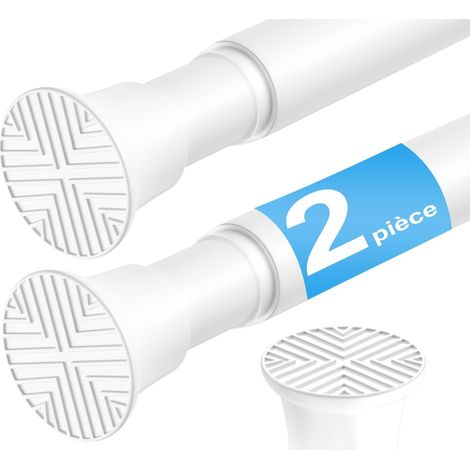 59 à 120 cm Tringle Rideau sans perçage Extensible,Blanche, Lot de 2 (1/5)