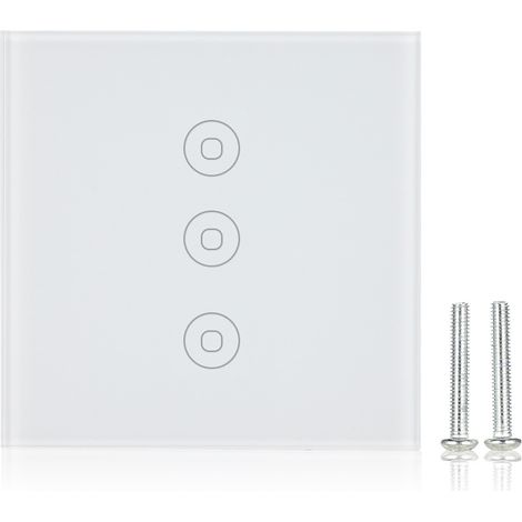 Interrupteur mural tactile WiFi intelligent, panneau de commande vocale RF compatible Alexa et Tuya, 3 touches, 110-240V (1/5)