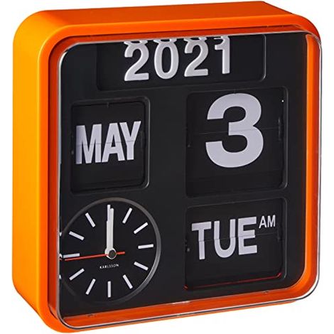 Karlsson KA5364OR Mini Flip Orologio da Muro, Arancione, nero (schwarz), eckig (1/4)