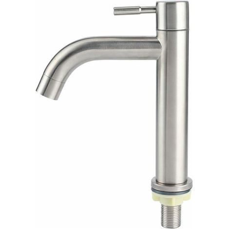 Robinet simple de lavabo en acier inoxydable 304 – Finition brossée – Technologie d'étanchéité en céramique – Grand bassin monotrou (1/4)
