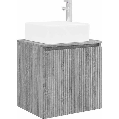 Wall-Mounted Sink Vanity Grey Sonoma 53 x 35 x 63 cm vidaXL