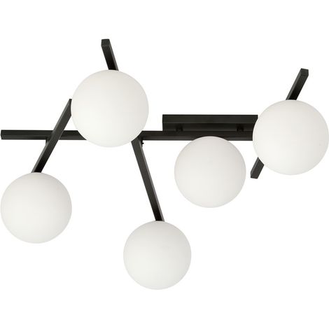Lustre plafond Emibig SMART métal noir/opal 5xE14 IP20 (1/5)