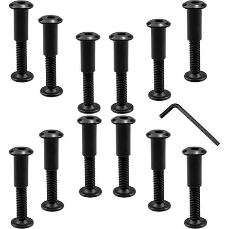 Connecting Screws with Bolt, Connecting Screws for Furniture Hexagon Screws Hollow Socket Nuts Flat Head M6 x 35 mm with Bolt and Hex Key M4 for Furniture Fixing (1/5)