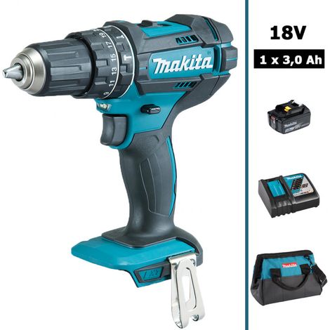 Perceuse visseuse à percussion 18V 62Nm DHP482 avec 1 batterie 3Ah + sac MAKITA