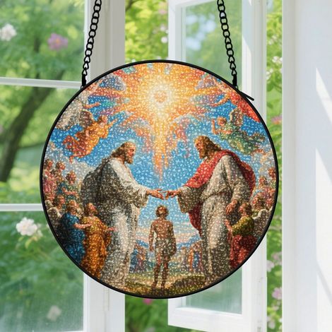 Capteur de Soleil en Vitrail Décoration Spirituelle pour Maison 30cm
