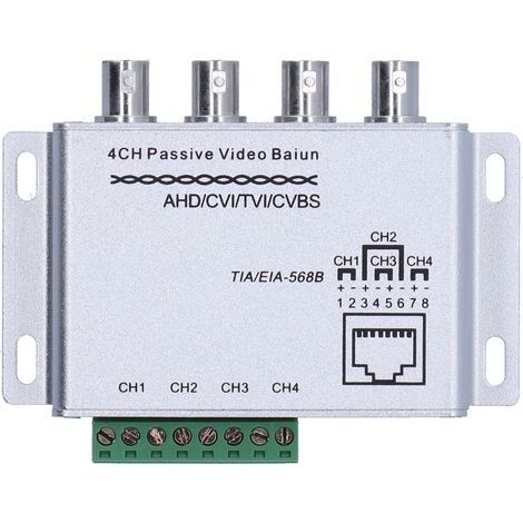 Lot de 4 émetteurs-récepteurs vidéo passifs AHD/CVI/TVI/CVBS, convertisseur UTP RJ45 BNC 720P 1080P HD pour signal équilibré par paire torsadée (1/5)