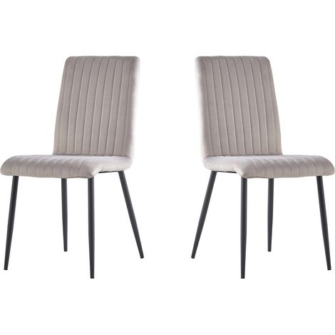Juego de 2 sillas de terciopelo "Henley" - Gris claro (1/5)