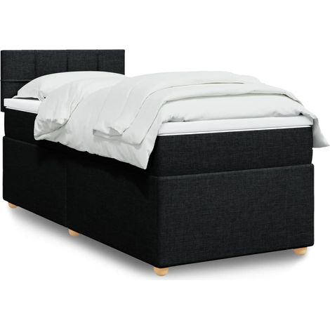 Boxspringbett mit Matratze Schwarz 90x200 cm Stoff