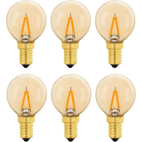 G40 Vintage Mini E14 LED-Glühbirne 1 W, bernsteinfarbene Edison-Ersatz-E14-Glühbirne 10 W für dekorative Lichter, Warmweiß 2200 K, nicht dimmbar, 6er-Pack (1/5)