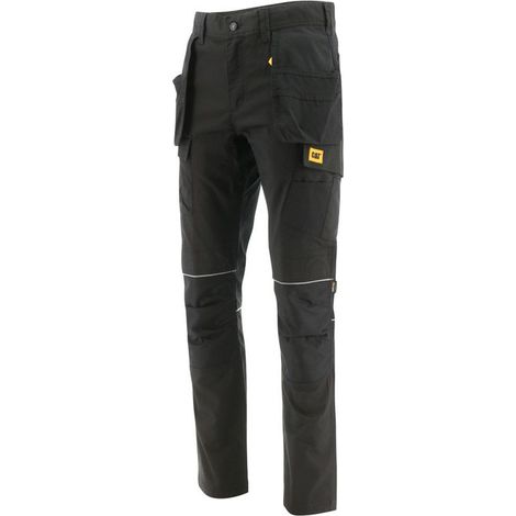 Pantaloni da lavoro con tasche per ginocchiere elasticizzate impermeabili Caterpillar TRADE HOLISTER Nero 40 (1/2)
