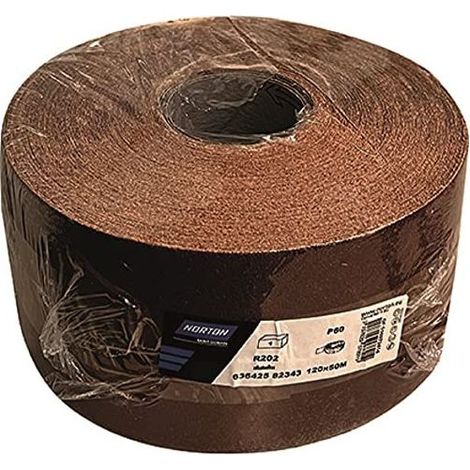 Norton 3190022 R202 Tela smeriglio ossido di alluminio 120 mm 50 m 220 g colore Nero