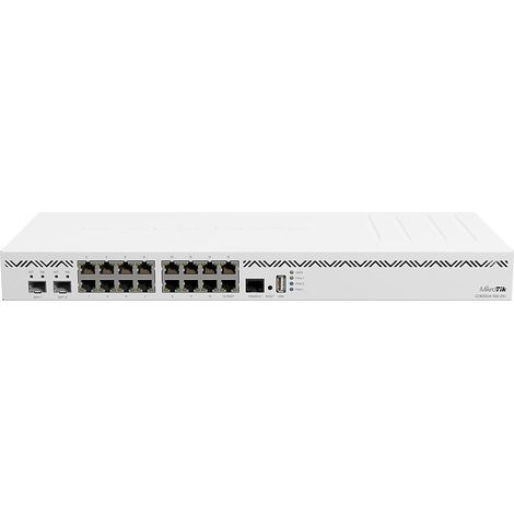 Router Mikrotik Cloud Core CCR2004-16G-2S+, 2 porte SFP+ da 10G, 16 porte LAN Gigabit, 1 porta seriale RJ45, CPU a 4 core, 4 GB di RAM, doppio alimentatore ridondante, monitoraggio della temperatura d (1/3)