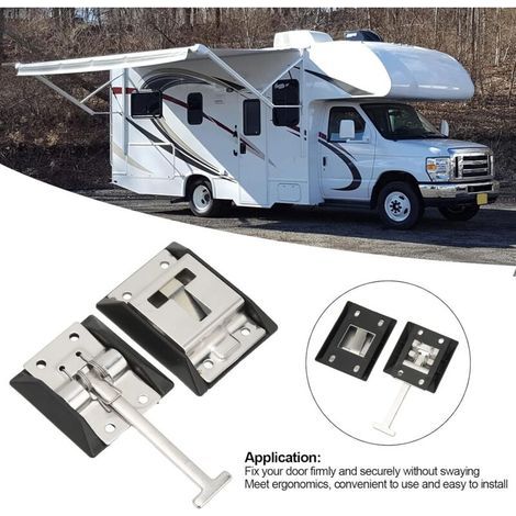 Support De Porte De Remorque en Acier Inoxydable, Accroche Porte Camping Car, Robuste Universel Crochet De Fixation Porte pour Camping Car, Remorques De Voyage (1/3)