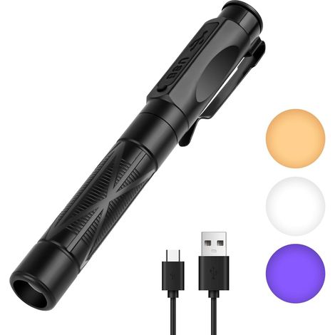 Stylo Infirmiere, Rechargeable LED Stylo Lumière Médicale, Lumière Chaude et Blanche, Stylo Lampe Médicale, Lampe Diagnostic avec Jauge de Pupille et Clip pour Infirmières Médecins EMT [Classe énergét (1/5)