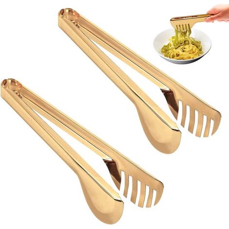 2 teilige Pastazange aus Edelstahl Grillzange Salatzange aus Edelstahl Brotzange Multifunktionale Küchenzange Rutschfest und griffig zum Kochen, (1/5)